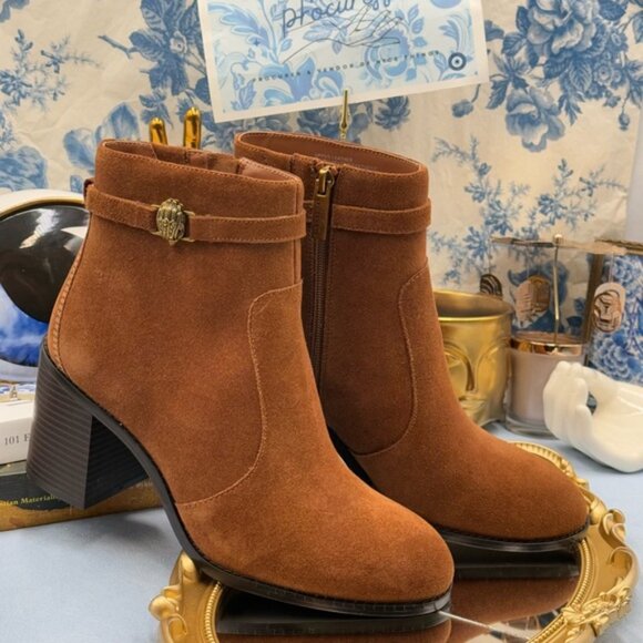 🆕 KURT GEIGER LONDON 🧿 NIB Shoreditch Block Ankle Boot, Tan Suede Sz39 US 8.5 - Picture 3 of 16